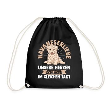 Hund Havaneser - Turnbeutel - Schwarz - Vorne