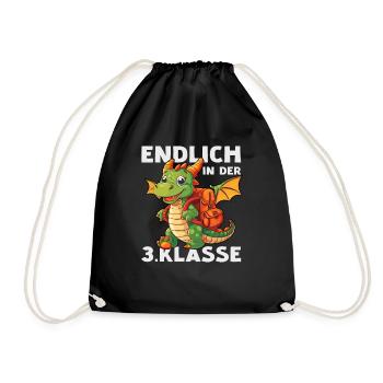 Drache 3 Klasse Jungen Mädchen Schule Drachen - Turnbeutel - Schwarz - Vorne