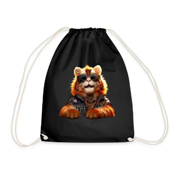 Tiger Big Cat Wild Cats Lover Cute Tiger - Drawstring Bag - black - Front
