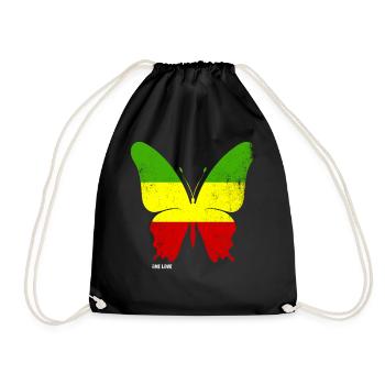 Butterfly Reggae Music Jamaica Rastafar Peace Love - Drawstring Bag - black - Front