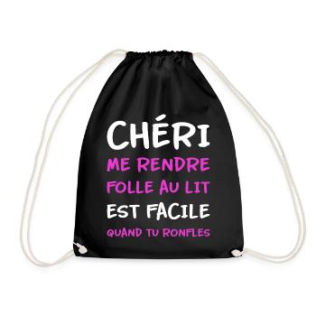 Chéri me rendre folle au lit quand tu ronfles - Sac de sport léger - noir - Devant