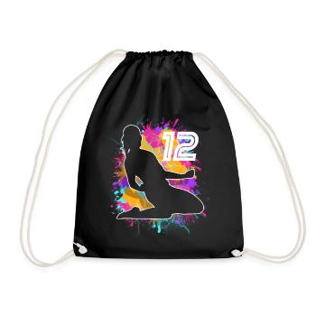 Soccer Woman Soccer 12th Birthday - Drawstring Bag - black - Front