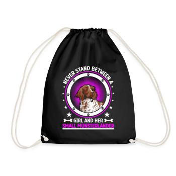 Fille et son petit Münsterlander - Sac de sport léger - noir - Devant