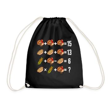 Math Shirt, Math Order Of Operations Turkey Pie - Drawstring Bag - black - Front