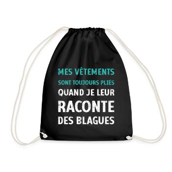 Vêtements pliés blagues citation drôles humour - Sac de sport léger - noir - Devant