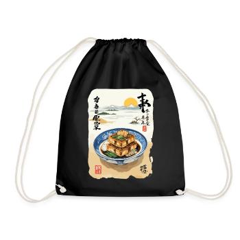 Japan Food Aesthetic Ukiyo-E Vintage Design - Drawstring Bag - black - Front