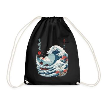 Japonais Kanagawa Wave Vintage Ukiyo-E - Sac de sport léger - noir - Devant
