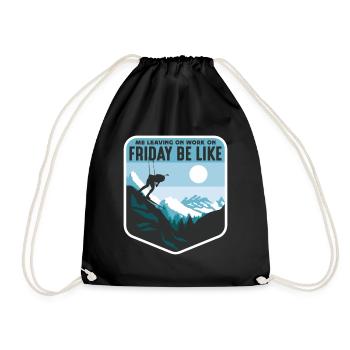 Leaving Work on Friday, Skiing, Alps, Holiday - Drawstring Bag - black - Front