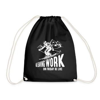 Leaving Work on Friday, Skiing, Slope, Downhill - Drawstring Bag - black - Front