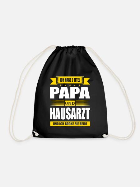 Zwei Titel Papa Und Hausarzt Arzt Facharzt - Turnbeutel - Schwarz