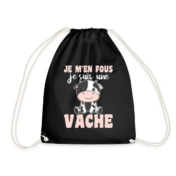Je m’en fous je suis une vache - sweet cow - Sac de sport léger - noir - Devant