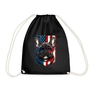 4 juillet Bouledogue français américain drapeau des États-Unis - Sac de sport léger - noir - Devant