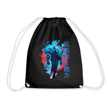 Blue Fire Demon Fantasy Anime Japanese Vaporwave - Turnbeutel - Schwarz - Vorne