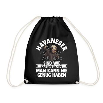 Hund Havaneser - Turnbeutel - Schwarz - Vorne