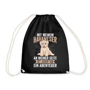 Hund Havaneser - Turnbeutel - Schwarz - Vorne