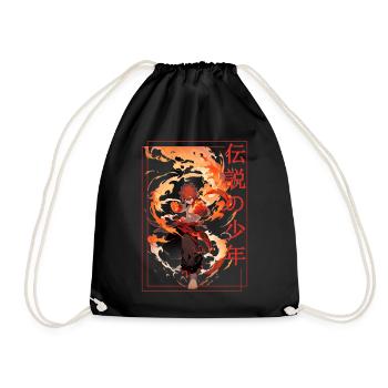 Fire Demon Anime Guy Fantasy Manga Japanese Vaporw - Turnbeutel - Schwarz - Vorne