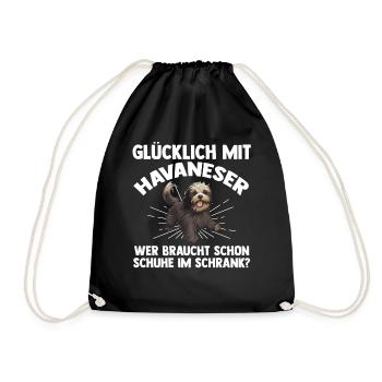 Hund Havaneser - Turnbeutel - Schwarz - Vorne