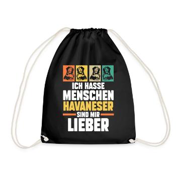 Hund Havaneser - Turnbeutel - Schwarz - Vorne