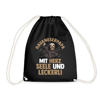 Hund Hundepapa Vater Havaneserpapa Havaneser - Turnbeutel - Schwarz - Vorne