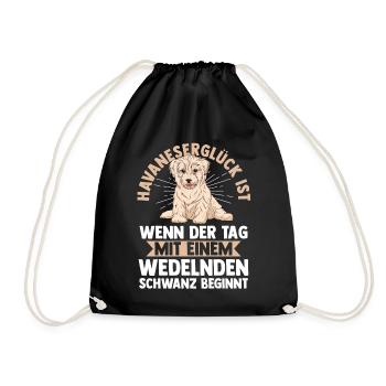 Hund Havaneser - Turnbeutel - Schwarz - Vorne