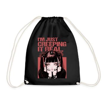 Creeping It Real Gothic Anime Soft Grunge Emo Otak - Turnbeutel - Schwarz - Vorne