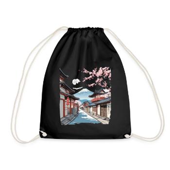Japon Vintage Streetwear Street Fleurs de cerisier - Sac de sport léger - noir - Devant