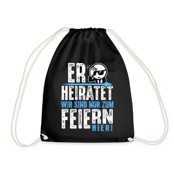 JGA T-Shirt Männer Junggesellenabschied T-Shirt - Turnbeutel - Schwarz - Vorne