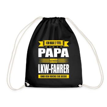 Zwei Titel Papa Und LKW-Fahrer Spruch Trucker Fun - Turnbeutel - Schwarz - Vorne
