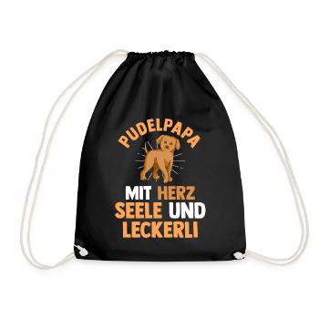 Hund Hundepapa Vater Pudelpapa Pudel - Turnbeutel - Schwarz - Vorne