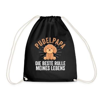 Hund Hundepapa Vater Pudelpapa Pudel - Turnbeutel - Schwarz - Vorne