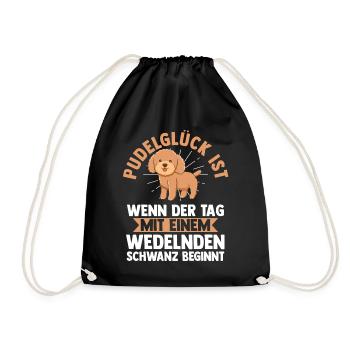Hund Pudel - Turnbeutel - Schwarz - Vorne