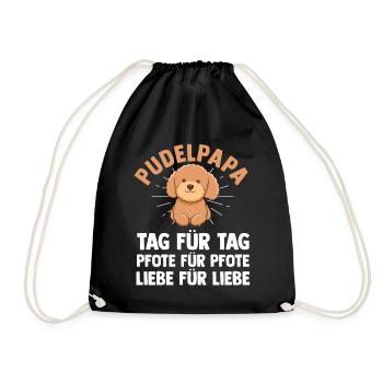 dog dog dad dad poodle dad poodle poodle - Drawstring Bag - black - Front