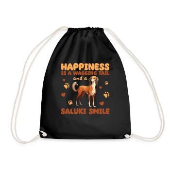 Happiness Is A Wagging Tail And A Saluki - Drawstring Bag - black - Front