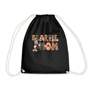 Bearded Collie Groovy Beardie Mom - Drawstring Bag - black - Front