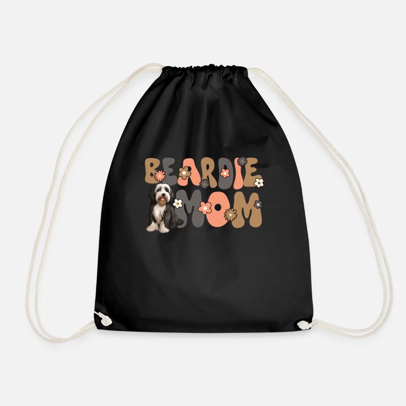 Bearded Collie Groovy Beardie Mom - Turnbeutel - Schwarz