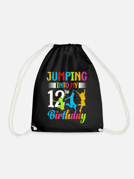 Trampolin Lover 8. Geburtstag Party Springen - Turnbeutel - Schwarz
