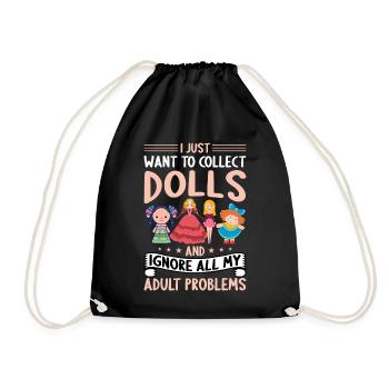 Collectible Doll Porcelain Doll Antique - Drawstring Bag - black - Front