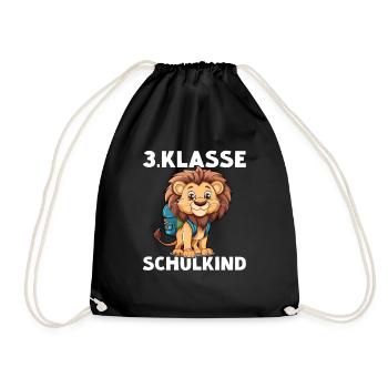 3 Klasse Schulkind Löwe Schüler Drittklässler - Turnbeutel - Schwarz - Vorne