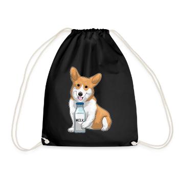 Corgi Milch - Turnbeutel - Schwarz - Vorne