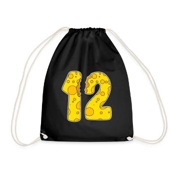 12 Year Old Funny Cheese - Drawstring Bag - black - Front