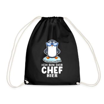 Chef Spruch Anführer Pinguin Motiv - Turnbeutel - Schwarz - Vorne