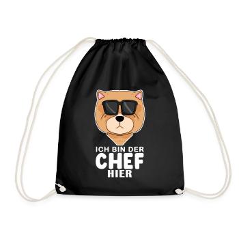Chef Spruch Anführer Hund Chow Chow Motiv - Turnbeutel - Schwarz - Vorne