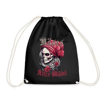 Bad Old Girl Roses Skull Skull Skeleton - Drawstring Bag - black - Front