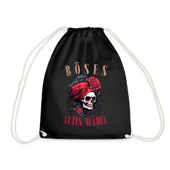Nasty Old Girl Skull Roses Skull Bandana - Drawstring Bag - black - Front