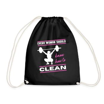 Femme Propre Drôle Haltérophilie Gym - Sac de sport léger - noir - Devant