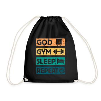 God Gym Sleep - Christian Faith Bible Workout - Drawstring Bag - black - Front