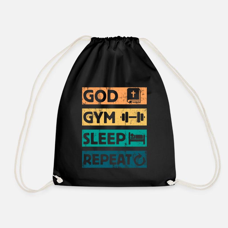 God Gym Sleep - Christlicher Glaube Bibel Workout - Turnbeutel - Schwarz