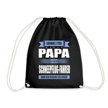 Zwei Titel Papa Und Schneepflugfahrer Winterdienst - Turnbeutel - Schwarz - Vorne