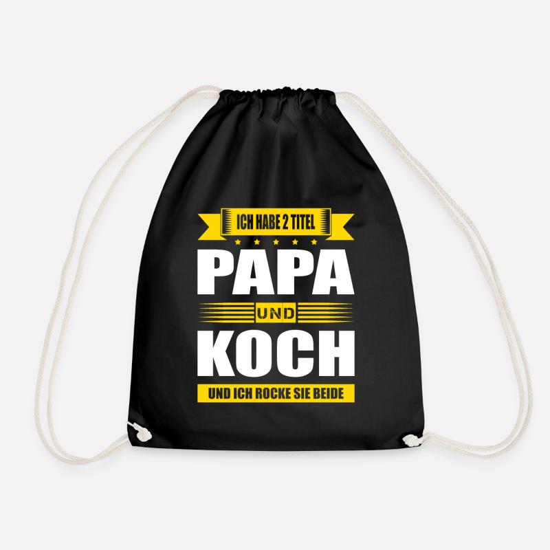 Zwei Titel Papa Und Koch Prüfung Jungkoch Beikoch - Turnbeutel - Schwarz