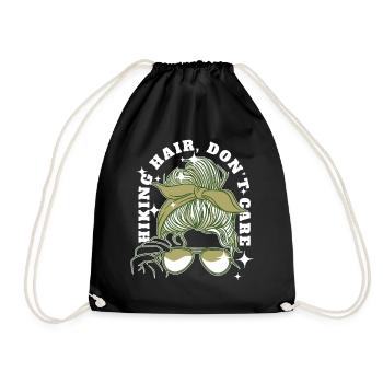 Funny Hiking Messy Bun Hiker Mountain Camping Adve - Turnbeutel - Schwarz - Vorne